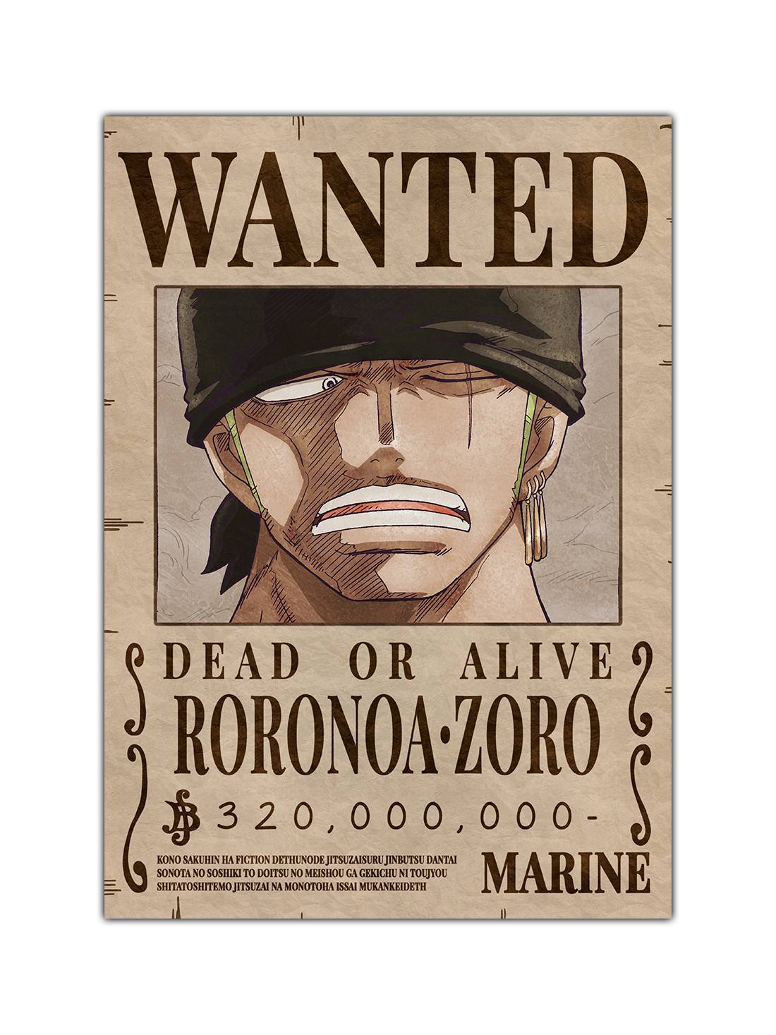 Anime Roronoa Zoro Wanted Bounty Poster - ComicSense