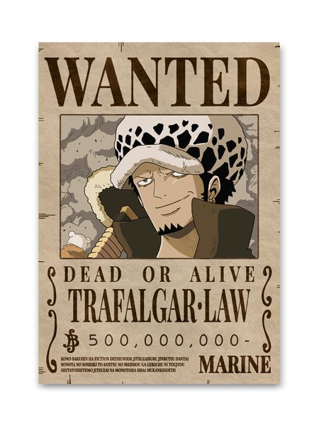Trafalgar D Law Wanted Bounty Poster