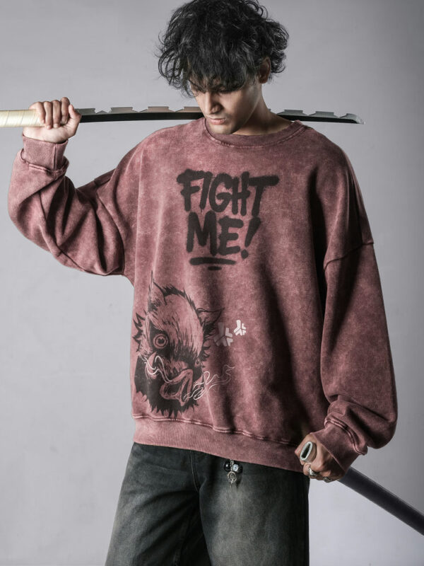 Inusuke-Red-Hoodie_Listing4_Comicsense_Abhishek_comicsense Boar Head Sweatshirt (Wine)