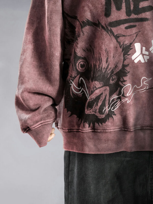 Inusuke-Red-Hoodie_Listing7_Comicsense_Abhishek_comicsense Boar Head Sweatshirt (Wine)