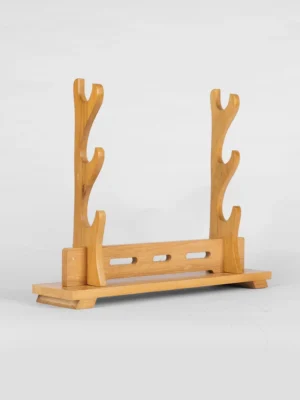 Wooden tripple katana stand (2)_comicsense Wooden Tripple Katana Stand